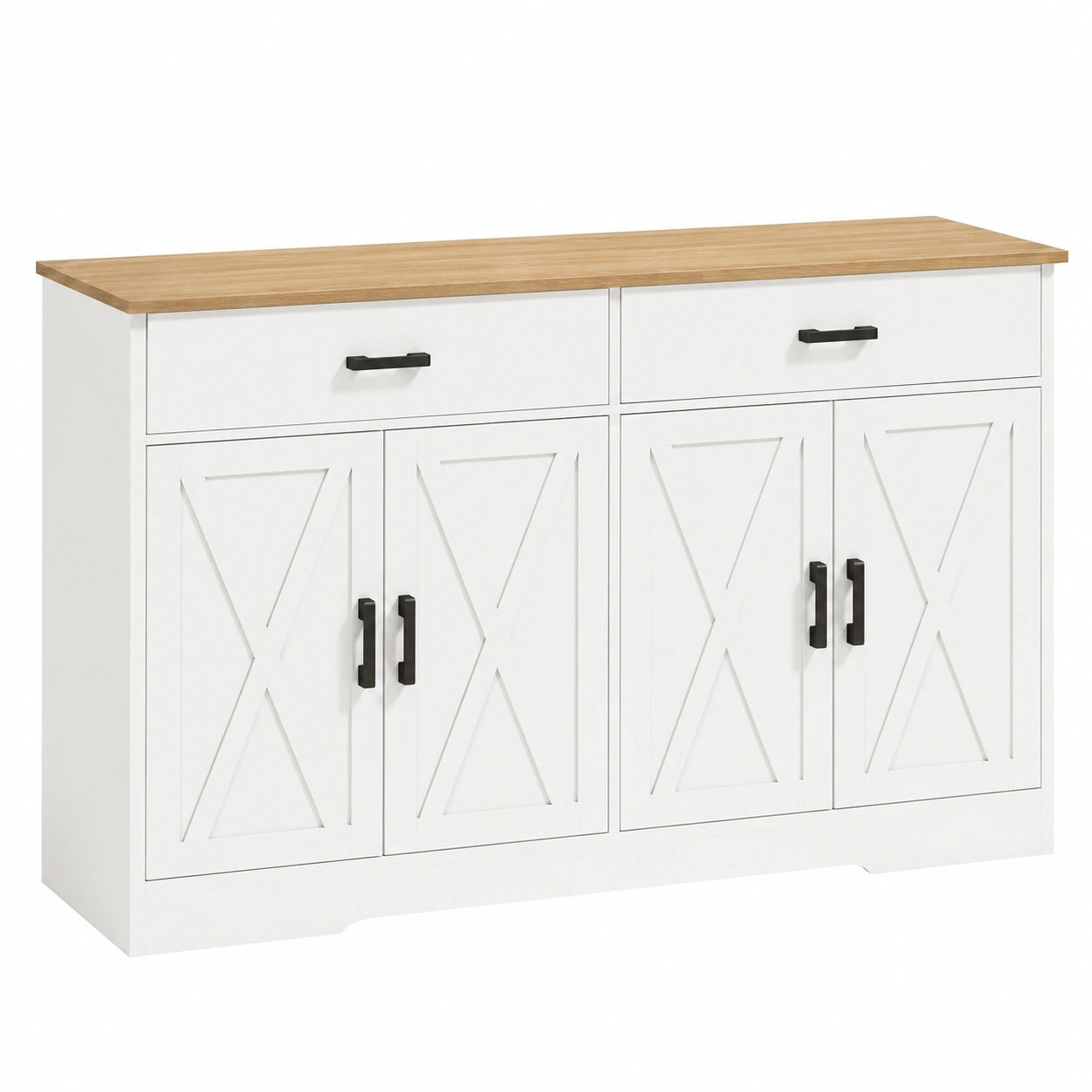Sideboard – 140 × 38 × 81 cm, Landhausstil, mit Schubladen, mit mehreren Türen, für Esszimmer, Küche und Wohnzimmer