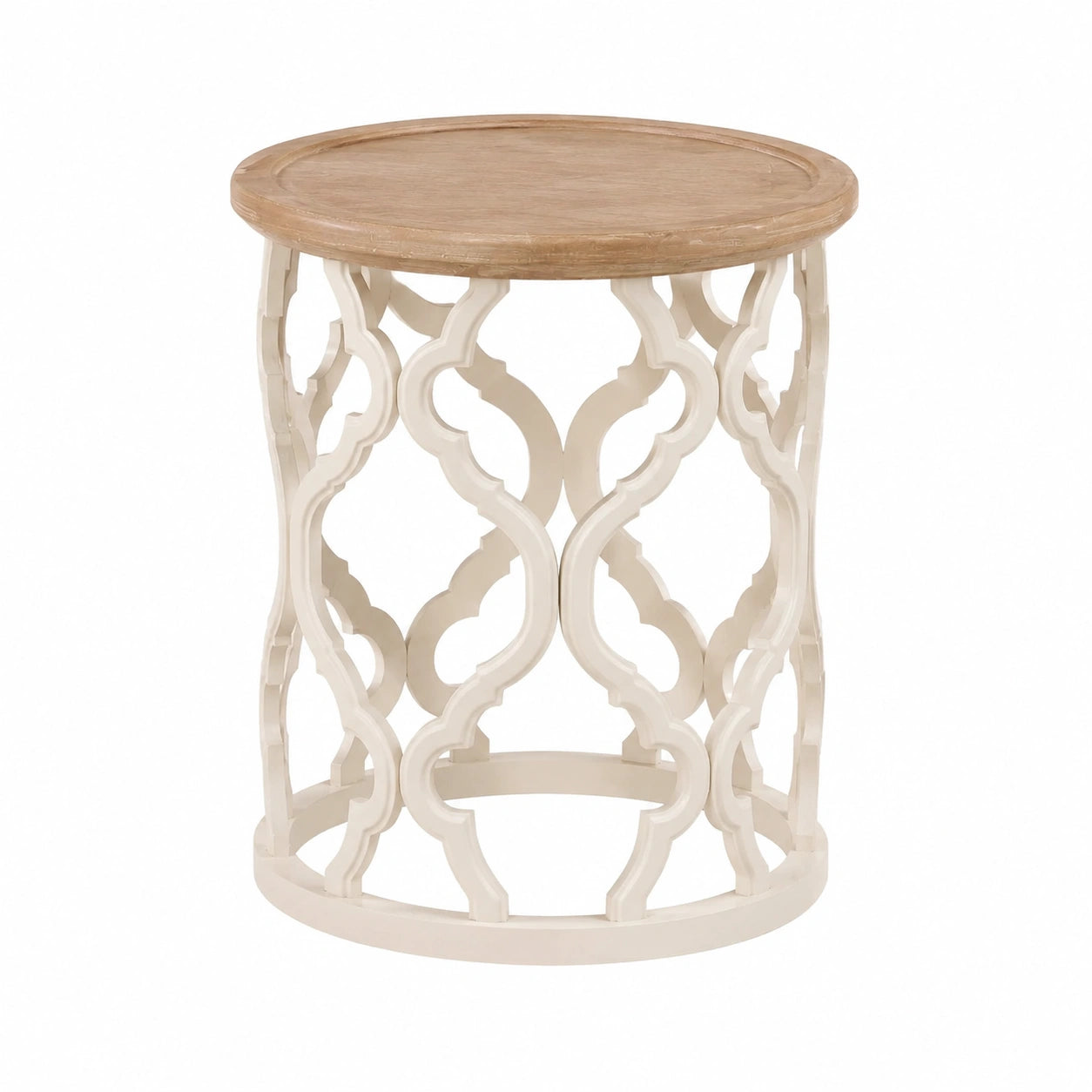 Beistelltisch – 45 × 52 cm, Landhausstil, runde Form, aus Holz, für Wohnzimmer, Schlafzimmer und Balkon