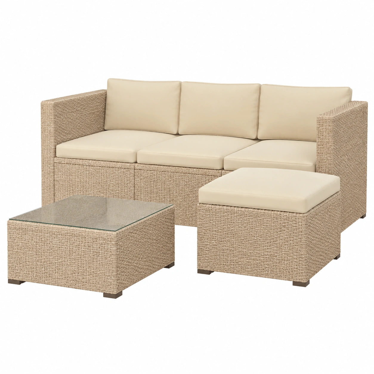 Sofa – für 3–4 Personen, Creme, für Garten, Terrasse und Balkon
