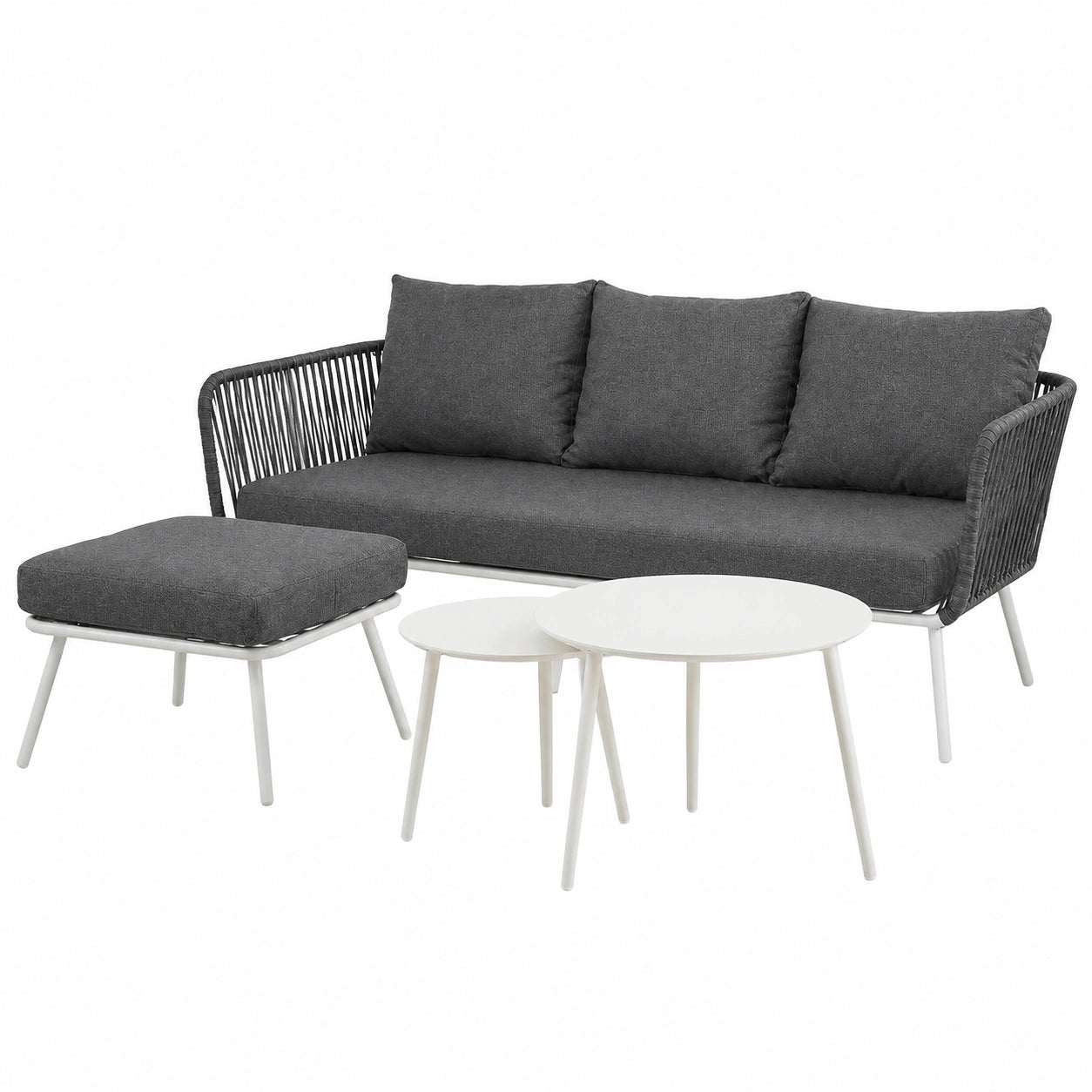 Sofa – wasserabweisend, Grau, für Terrasse und Balkon