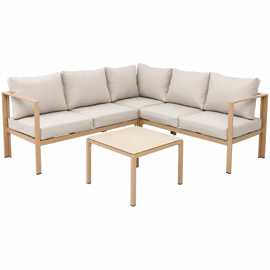 Sofa – 4-teilig, 10 cm, aus Stahl, Beige, für Terrasse