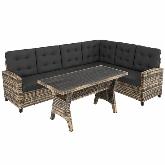Gartenbank – aus Rattan, Naturfarben, für Terrasse, Balkon und Wintergarten