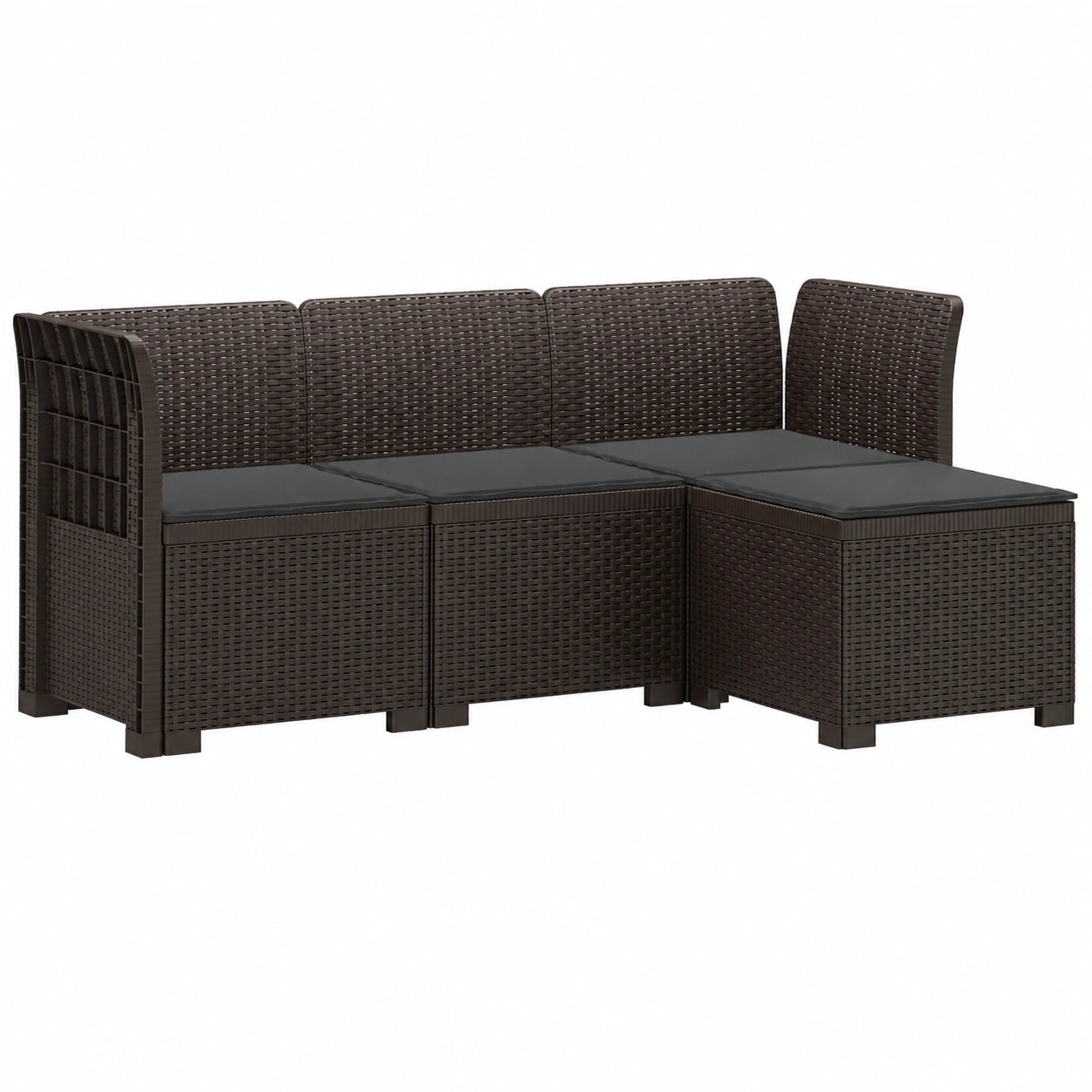 Sofa – 4-Sitzer, moderner Stil, aus Rattan, Braun, für Garten, Balkon und Wintergarten