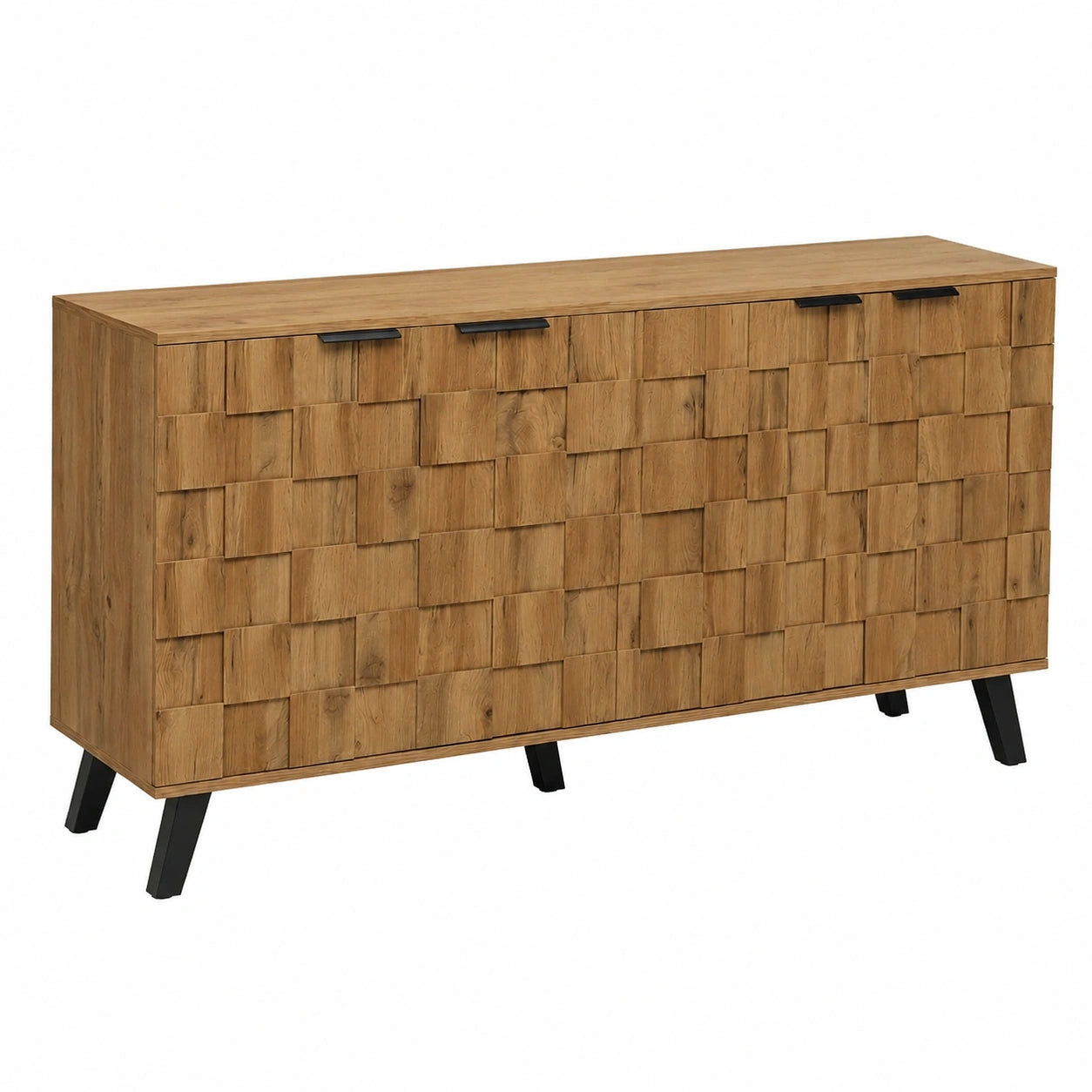 Sideboard – 160.5 × 35.5 × 78 cm, Landhausstil, mit mehreren Türen, aus Holz, für Wohnzimmer und Schlafzimmer
