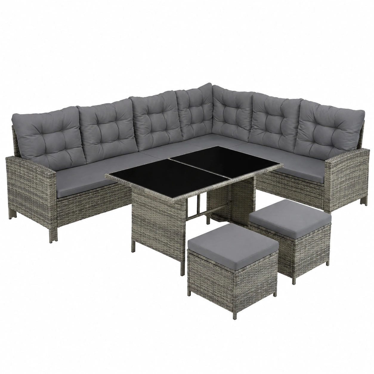 Loungeset – 5-teilig, Grau, für Garten, Terrasse und Balkon