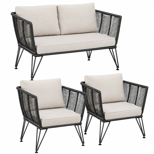 Loungeset – 2er-Set, aus Rattan, für Balkon und Wintergarten