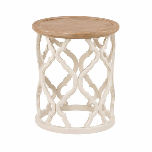 Beistelltisch – 45 × 52 cm, Landhausstil, runde Form, aus Holz, für Wohnzimmer, Schlafzimmer und Balkon