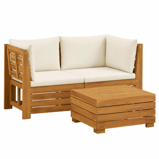 Garten-Lounge-Set – 2-teilig, modular, aus Massivholz, für Garten, Terrasse und Balkon