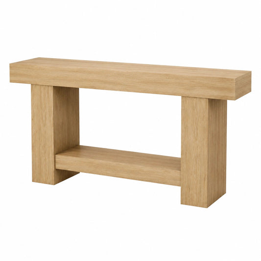 Konsolentisch – Landhausstil, mit Ablagen, aus Eichenholz und Holz, Naturfarben, für Wohnzimmer und Flur