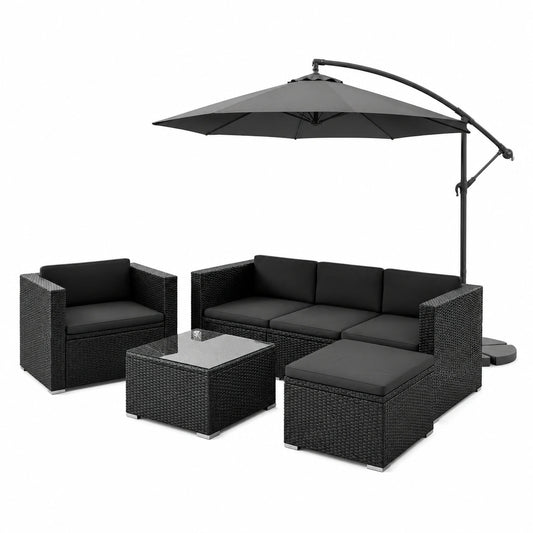 Sofa – für 4–5 Personen, Grau und Schwarz, für Garten, Terrasse und Balkon