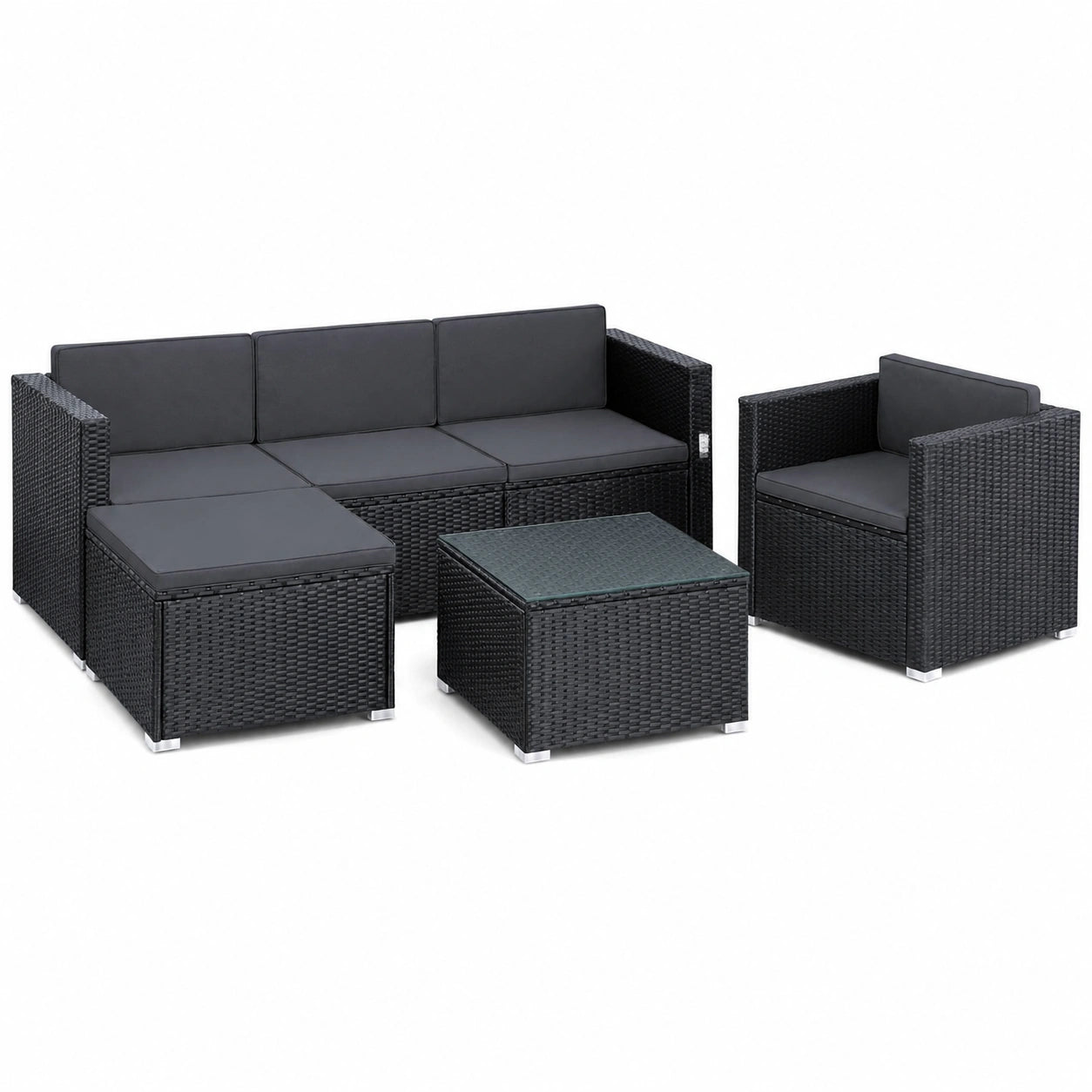 Gartenmöbel – für 4–5 Personen, Anthrazit, für Garten, Terrasse und Balkon